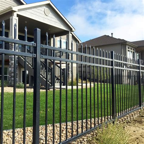 black metal fence around house|black galvanized steel fence.